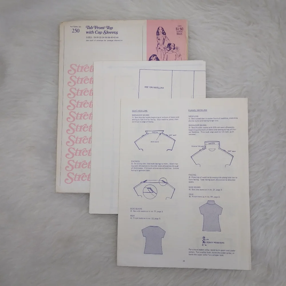 STRETCH & SEW 250 Bust 28-44 Tab Front Top With Cap Sleeves